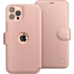 LUPA Legacy iPhone 12 Wallet case for Women & Men 12 Pro case with Card Holder [Slim and Durable] Faux Leather Flip Cell Phone case, Folio Credit Cover Rose Gold